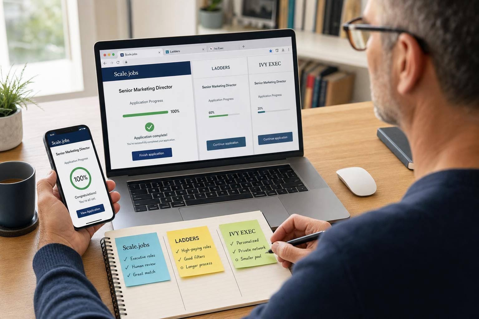 Scale.jobs vs Ladders vs Ivy Exec: best for senior-level job hunters